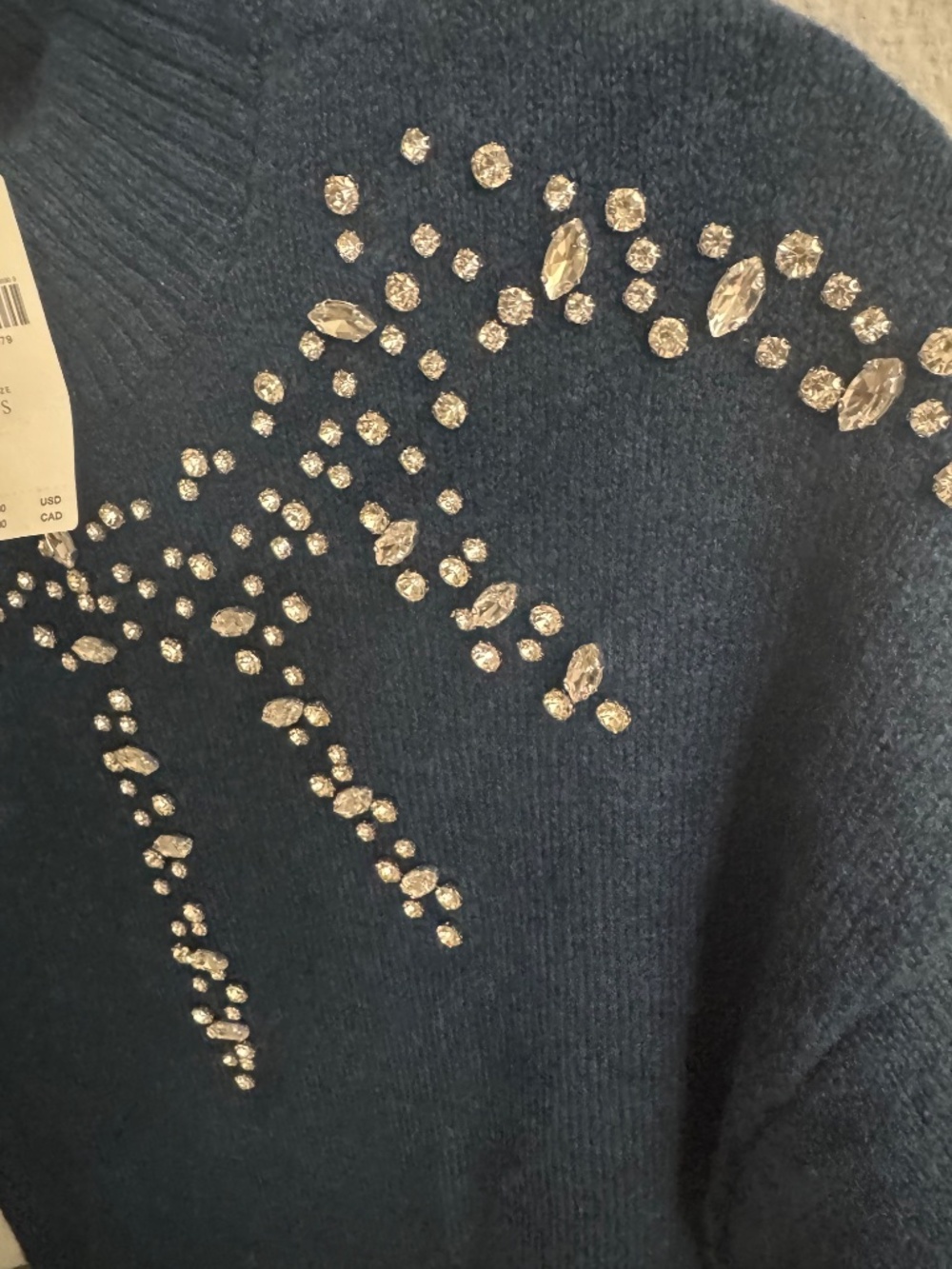 Anthropologie Long sleeve embellished sweater mini dress small NWT - Picture 6 of 6